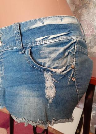 Шорты fashion jeans короткие коттон светлые джинсовые рваные голубые3 фото