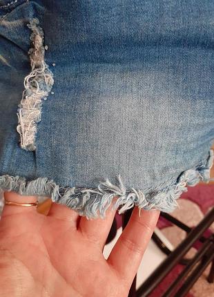Шорты fashion jeans Autry короткие коттон светлые джинсовые рваные голубые6 фото