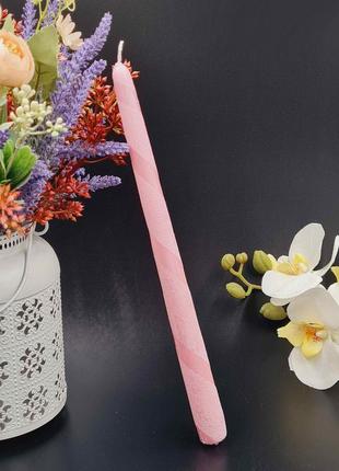 Свічка декоративна 30см "стрічка" рожева парафінова інтер'єрна святкова1 фото