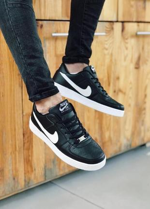 Женские кроссовки  nike air force 1 black white logo 2