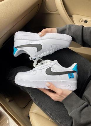 Женские кроссовки  nike air force 1 white black blue2 фото