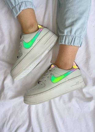 Женские кроссовки  nike air force 1 white reflective sage9 фото