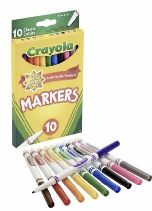 Фломастери crayola тонкі лінії classic markers fine line 10 шт