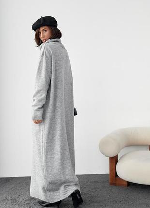 Вязаное платье oversize с высокой горловиной - серый цвет, l (есть размеры)2 фото