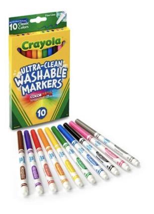 Фломастери тонкі crayola ultra clean classic washable markers