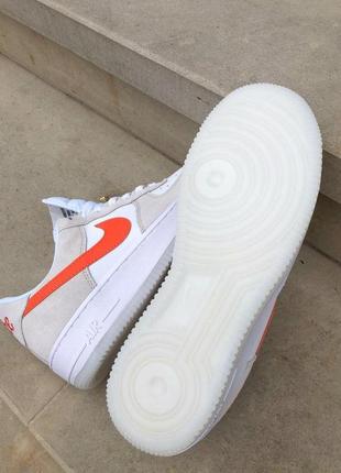 Женские кроссовки  nike air force 1 white beige orange7 фото