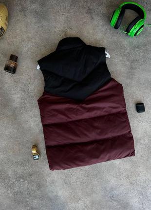 Мужская спортивная жилетка найк бордовая с черным / спортивные безрукавка от nike6 фото