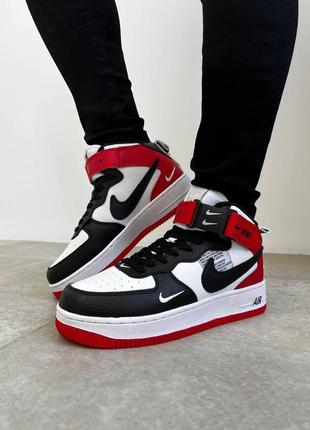 Мужские кроссовки  nike air force mid utility white black red