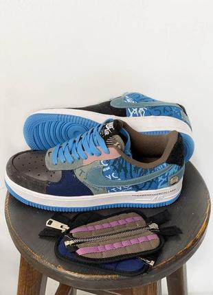 Мужские кроссовки  nike air force 1 blue white 1