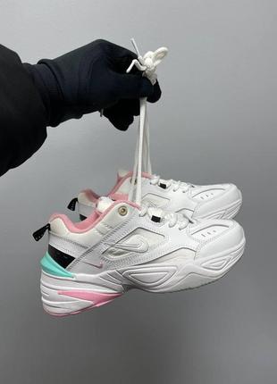 Женские кроссовки  nike m2k tekno white pink turquoise8 фото