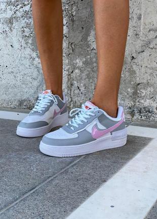 Женские кроссовки  nike air force 1 shadow grey pink1 фото