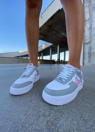 Женские кроссовки  nike air force 1 shadow grey pink2 фото