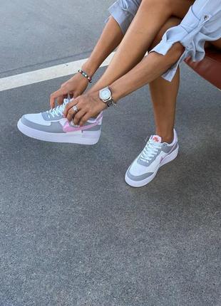 Женские кроссовки  nike air force 1 shadow grey pink7 фото