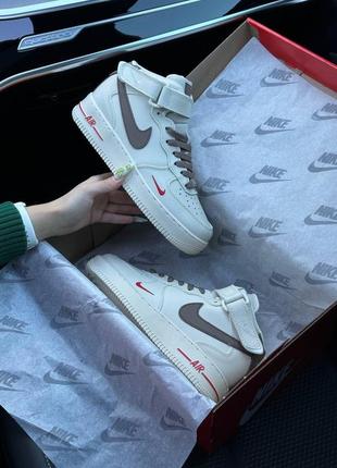 Кроссовки nike air force 1 high beige brown fur6 фото