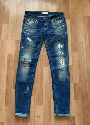 Джинси з ефектом бруду фарби джинси рвані маленький розмір1 фото