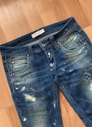Джинси з ефектом бруду фарби джинси рвані маленький розмір4 фото