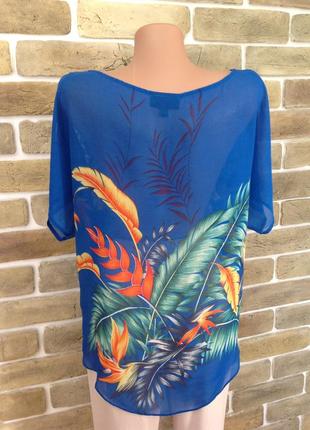 Легкая тонкая блуза в гавайский принт 100% шелк размер 123 фото