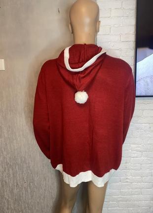 Новорічний джемпер кофта з капюшоном светр дуже великого розміру батал tu,xxl2 фото