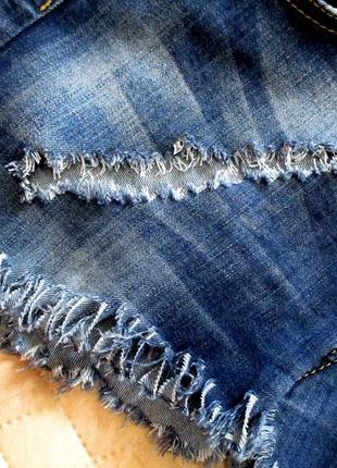 Мега крутая рваная джинсовая юбка-пояс с бахромой.2 фото