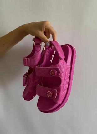 Chanel sandals pink  leather premium