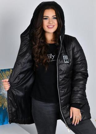 Жіноча зимова куртка стьогана стильна зима батал чорна бордо великих розмірів  наложка післяплата9 фото
