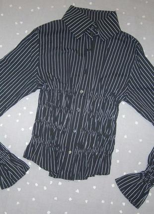 Рубашка блуза италия р.42-44 черная в полоску miss naike italia хлопок