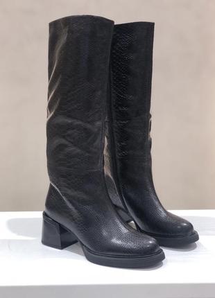 Сапоги женские зимние кожа натуральная черные на каблуках 1f3801h-2400-c1033r molka 3256