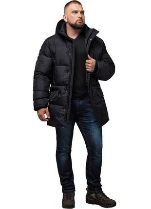 Трендовая мужская зимняя куртка чёрная модель 27055