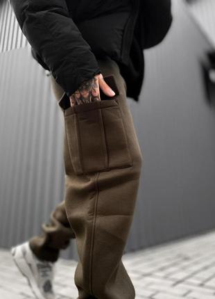 Чоловічі теплі спортивні штани з начосом reload active хакі/ трикотажні штани флісові з карманами