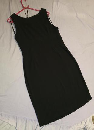Стрейч,элегантное,офисное,чёрное платье-футляр с разрезом,большого размера,сербия,wallis4 фото
