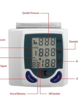 Цифровий автоматичний тонометр blood pressure monitor для вимірювання артеріального тиску та пульсу7 фото