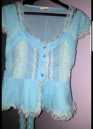 Футболка блузка х/б ажурная с прошвой и кружевом lasagrada майка кофточка