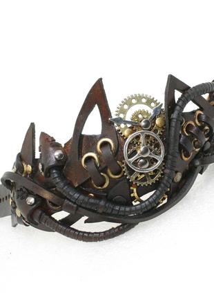 Винтажный кожаный браслет из натуральной кожи в стимпанк  стиле