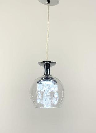 Удивительный светильник с прозрачным плафоном и хрусталем.6 фото