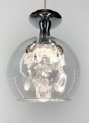 Удивительный светильник с прозрачным плафоном и хрусталем.5 фото