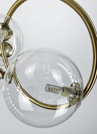 Стельова лофт люстра у формі кільця білого кольору з прозорими плафонами bubble 365_517