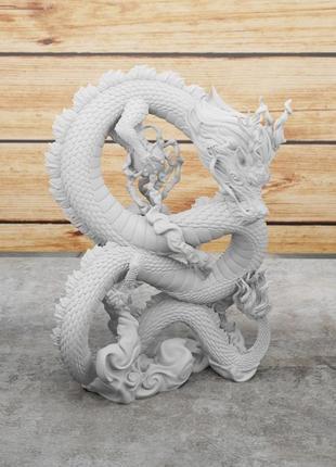 Статуэтка китайского дракона в классическом стиле. белый. 10 см.