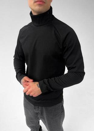 Теплый гольф свитер мужской с горлом повседневный черный | стильные мужские кофты зима-весна-осень3 фото