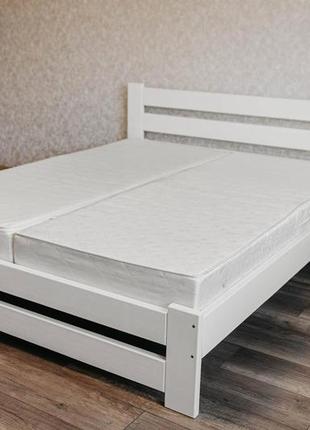 Ліжко деревянне, 1.4*2 біле з цільного дерева, без зрощень, 3 масива сосни в наявності