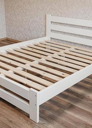 Ліжко деревянне, 1.4*2 біле з цільного дерева, без зрощень, 3 масива сосни в наявності