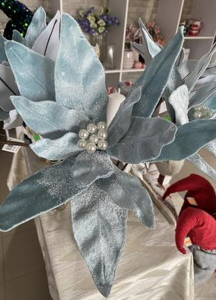 Декоративна квітка пуансетія 50см, колір - крижаний блакитний 807-148