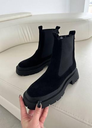 Жіночі замшеві зимові челсі/черевики