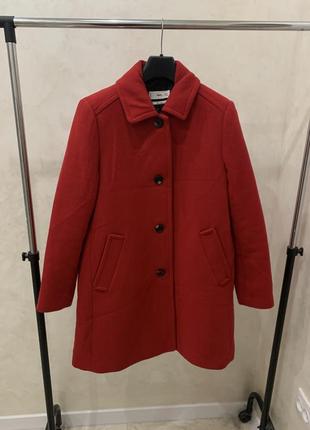 Шерстяное пальто на пуговицах mango женский красное4 фото