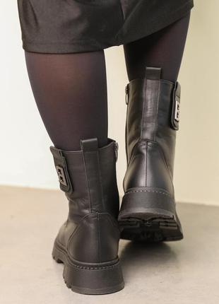 Ботинки женские зимние кожаные с мехом на шнуровке черные 36 37 38 39 40 412 фото