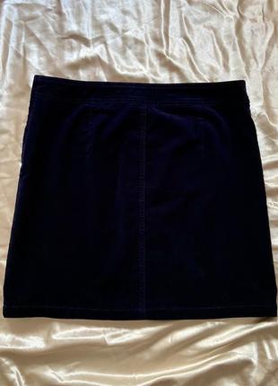 Темно-синяя почти черная вельветовая юбка3 фото