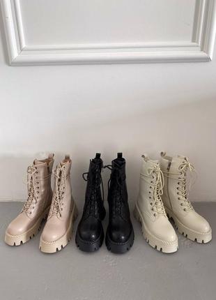 Женские зимние ботинки кожаные8 фото