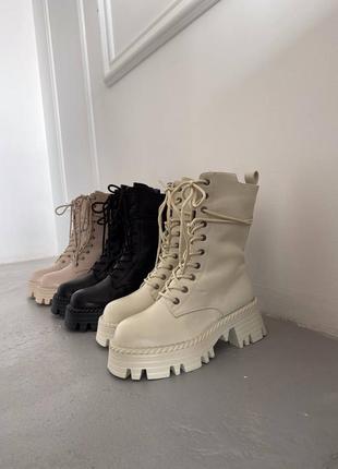 Женские зимние ботинки кожаные4 фото