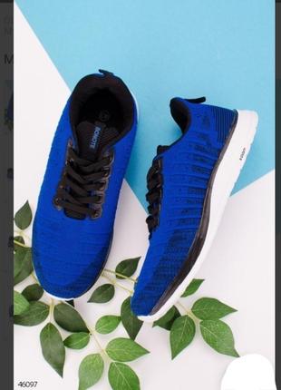Сині чоловічі кросівки з текстилю сітка літні