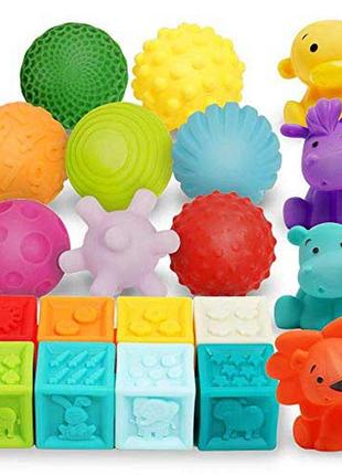 Infantino сенсорний набір "м'ячики кубики та тварини"