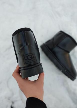 Черные  угги ботинки унты сапоги ugg кожаные ( эко кожа )